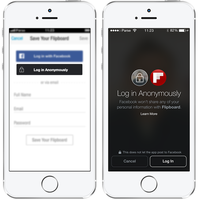 Facebook App for Anonymous Sharing