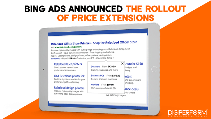 Bing Ads announced the rollout of price extensions