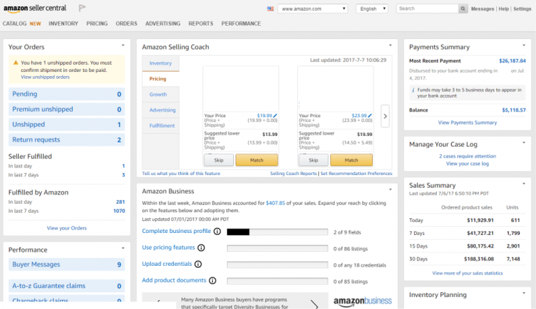 Amazon-Seller-Dashboard