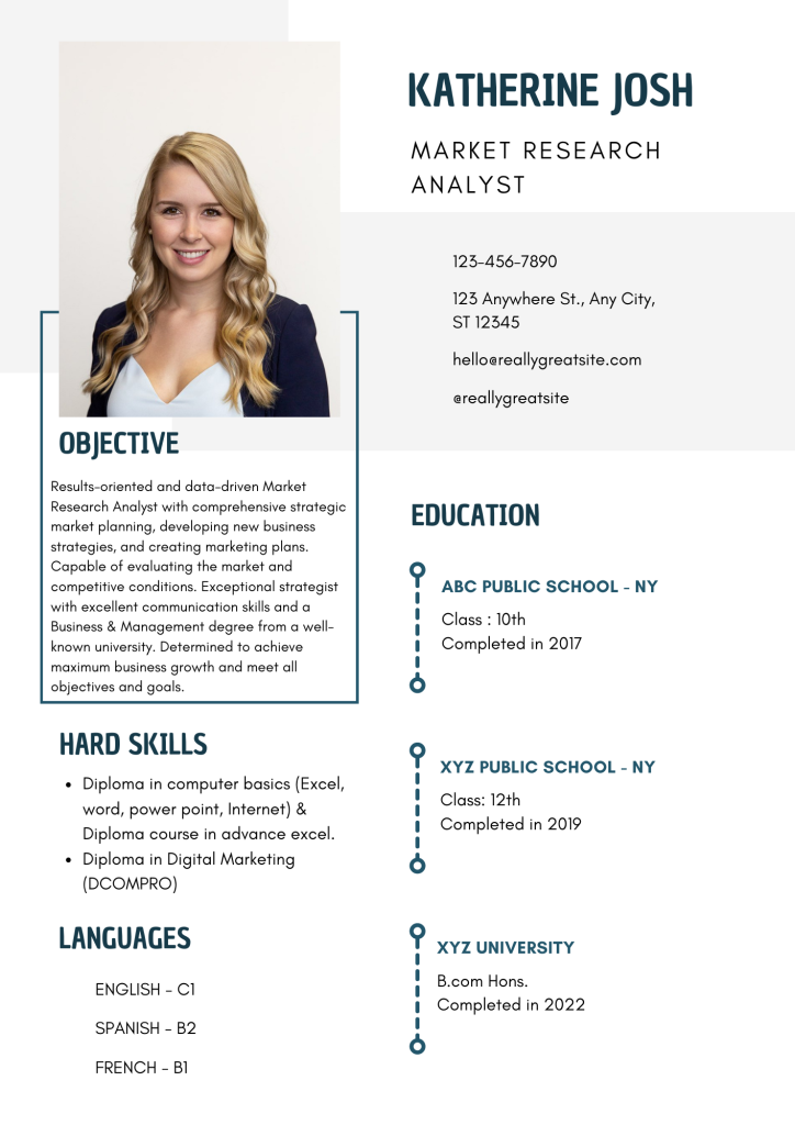 resume format for fresher digital marketing