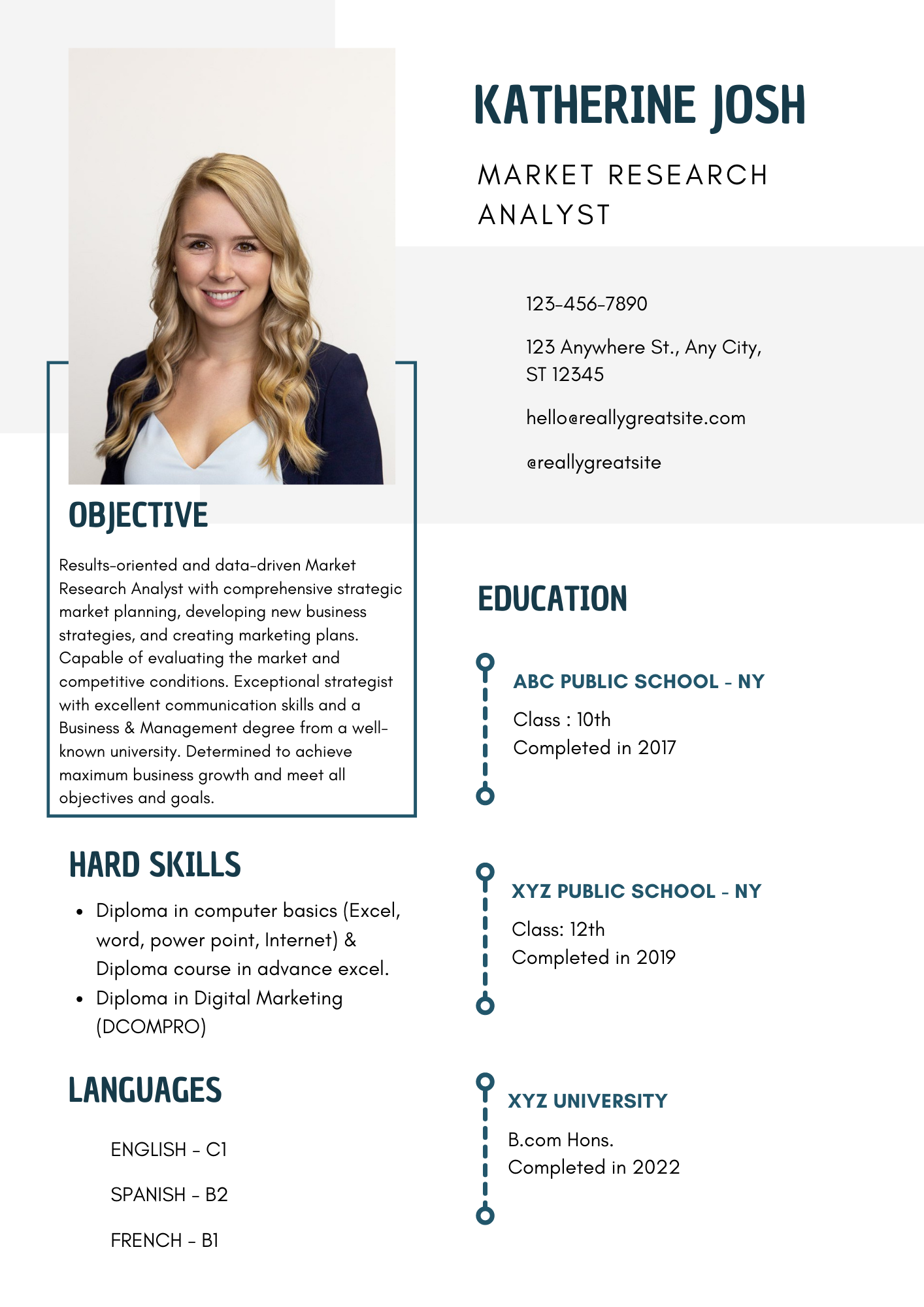 Template For Market Research Analyst Job