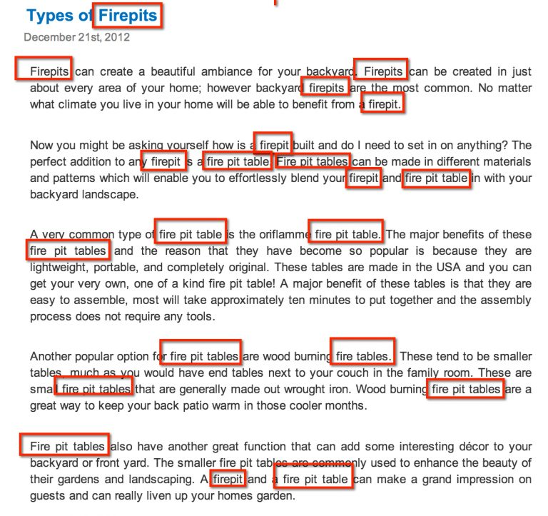 Keyword stuffing - example