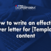 An Effective Cover Letter For [Template] Content Writing Opportunity