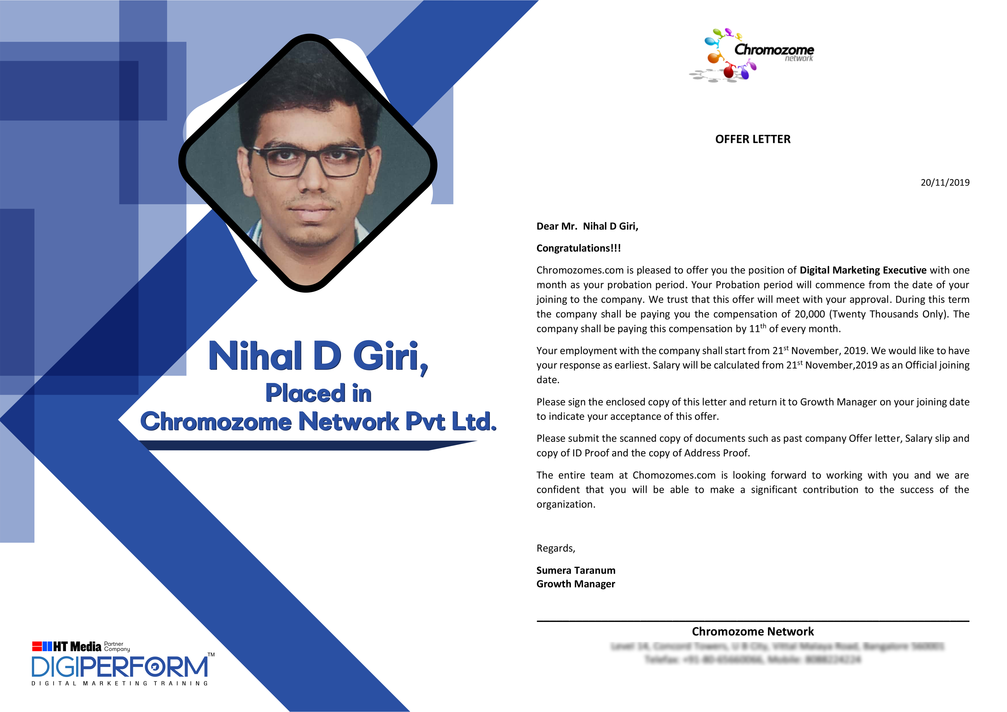 Digiperform Students - Nihal D Giri Chromozome Network PVT. LTD.