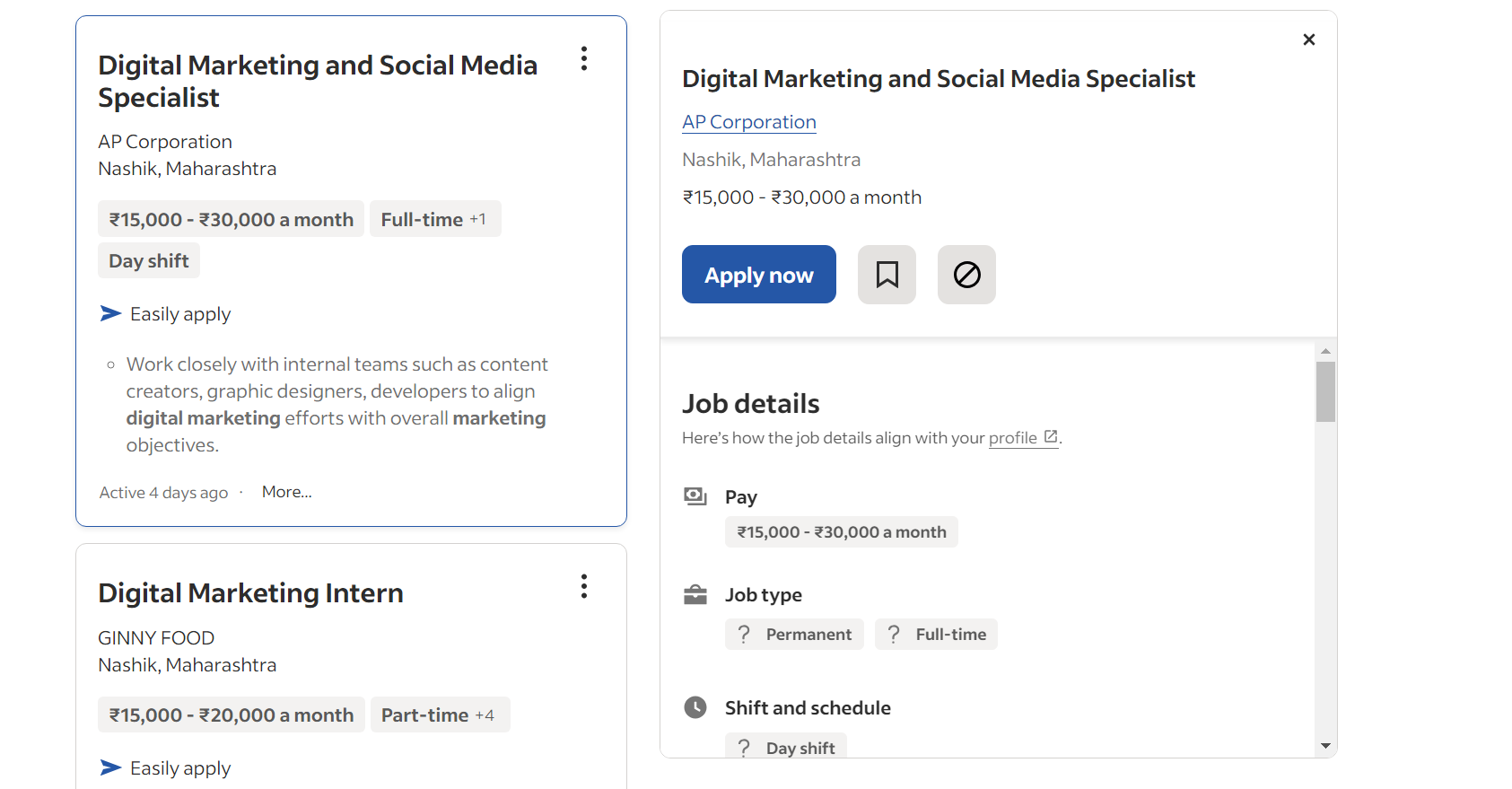 Current Job openings in Digital marketing in Nashik 