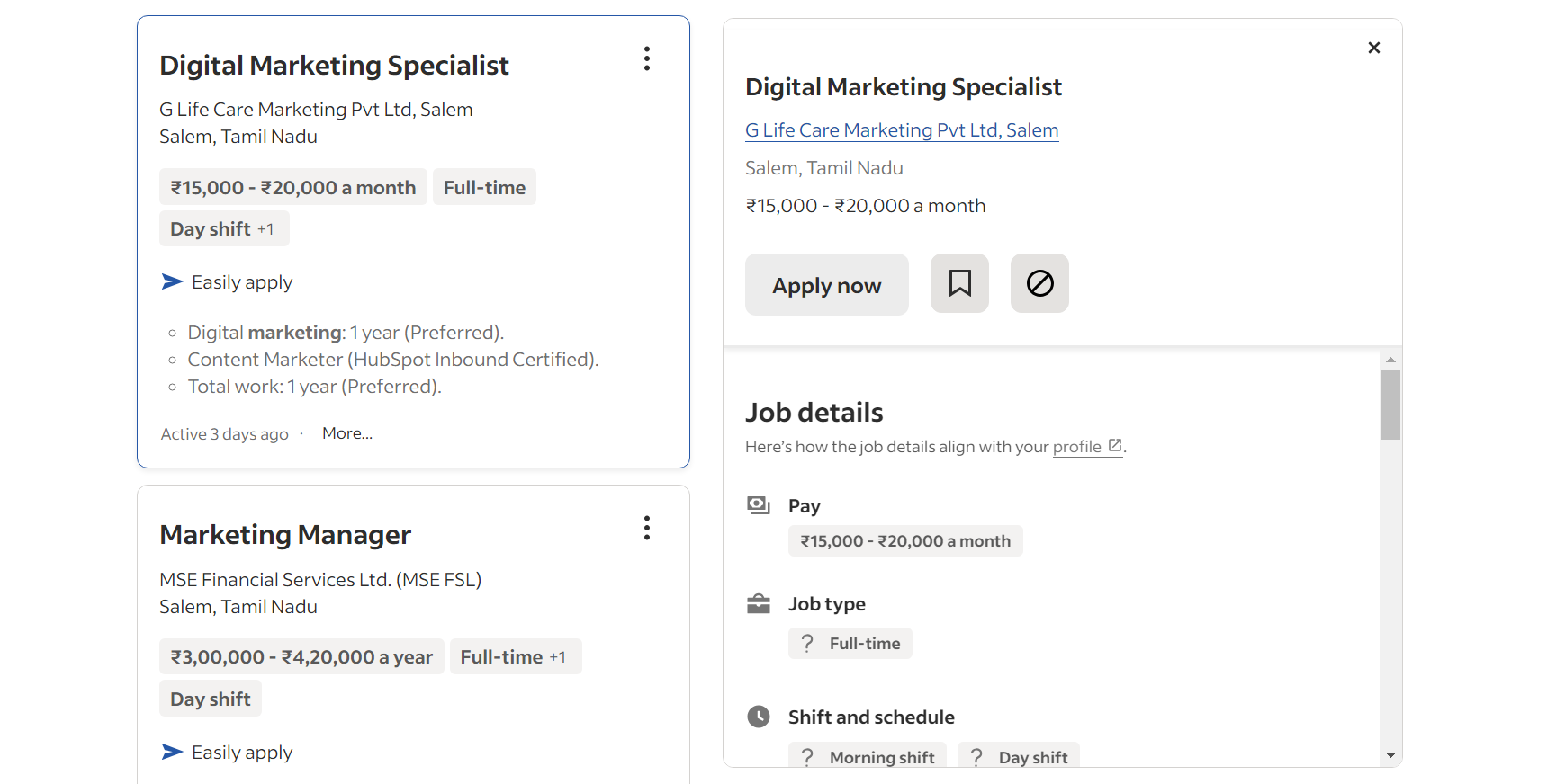 Current Job openings in Digital marketing in Salem 