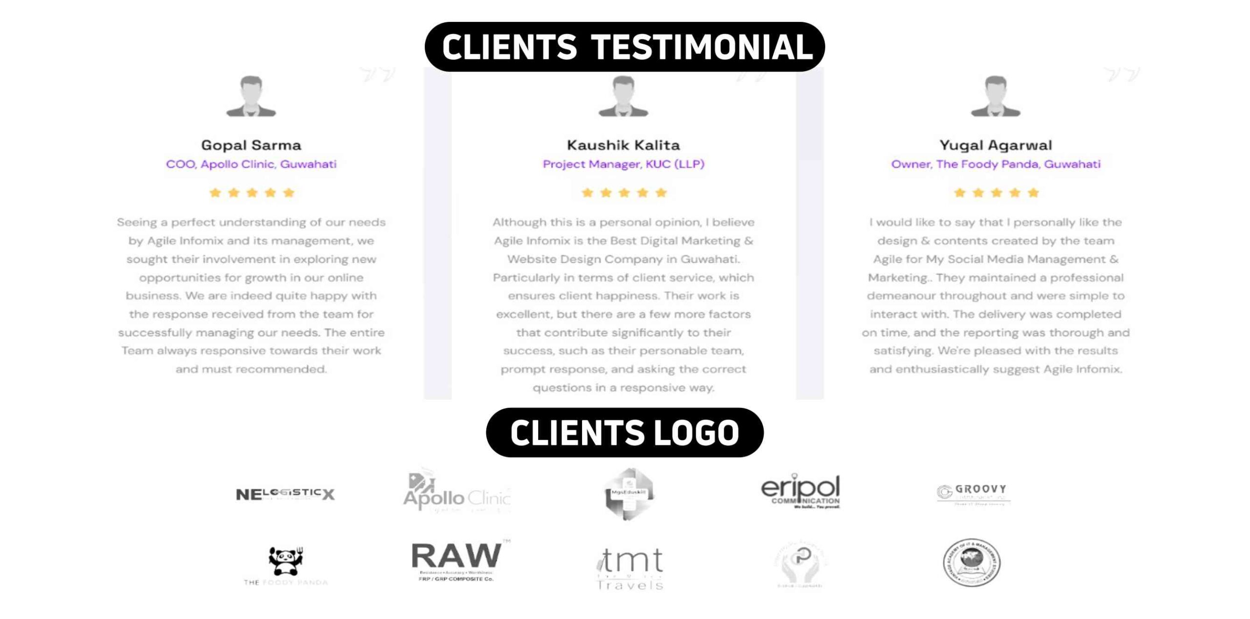AgileInfoMix Guwahati Clients Testimonial & Logo