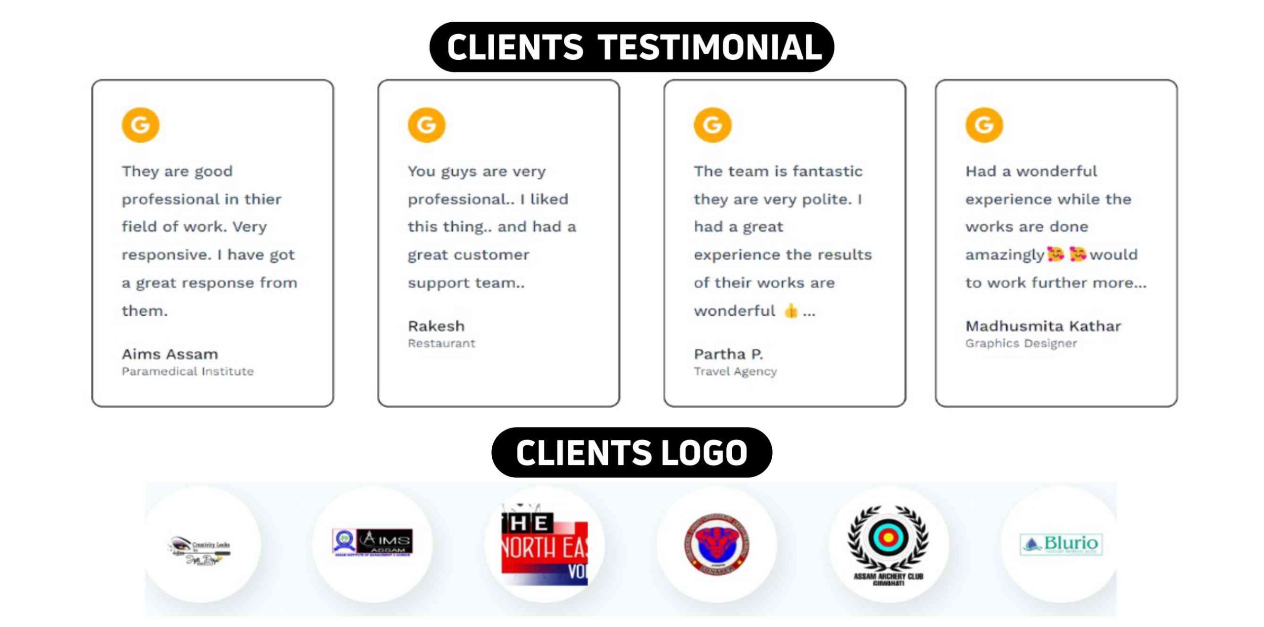 Tsquare Digital Guwahati Clients Testimonial & Logos