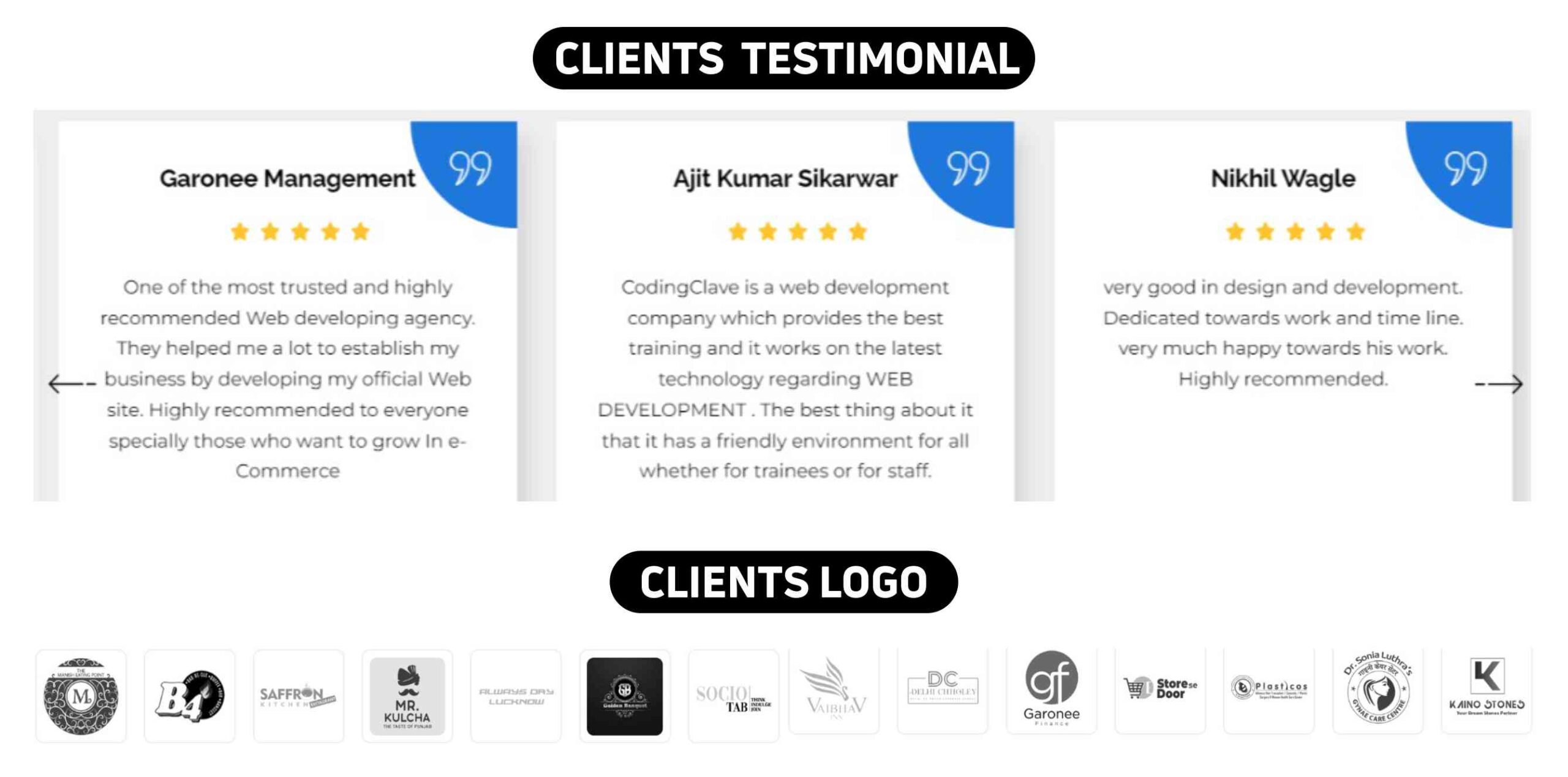 CODINGCLAVE TECHNOLOGIES Lucknow Clients Testimonial & Logos