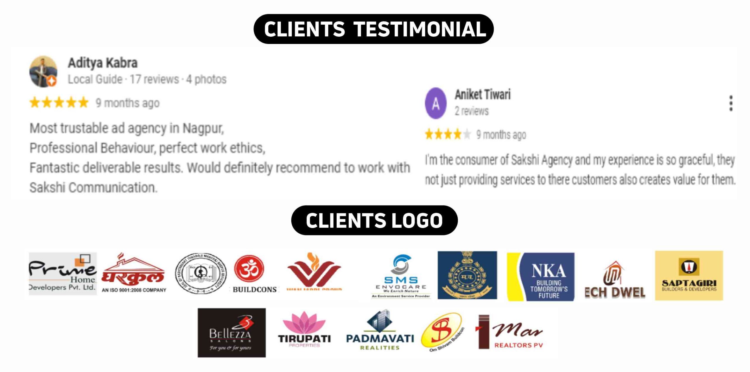 Sakshi Communication Client Testimonial & Logos
