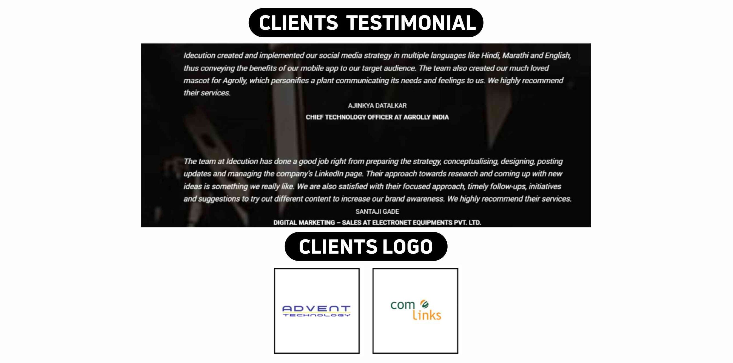 Idecution Market Studio Clients Testimonial & Logo