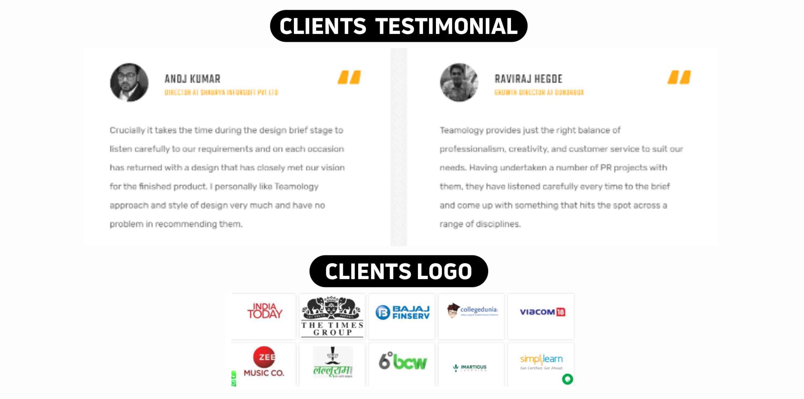 Teamology Media Services Kolkata Clients Testimonials & Logos