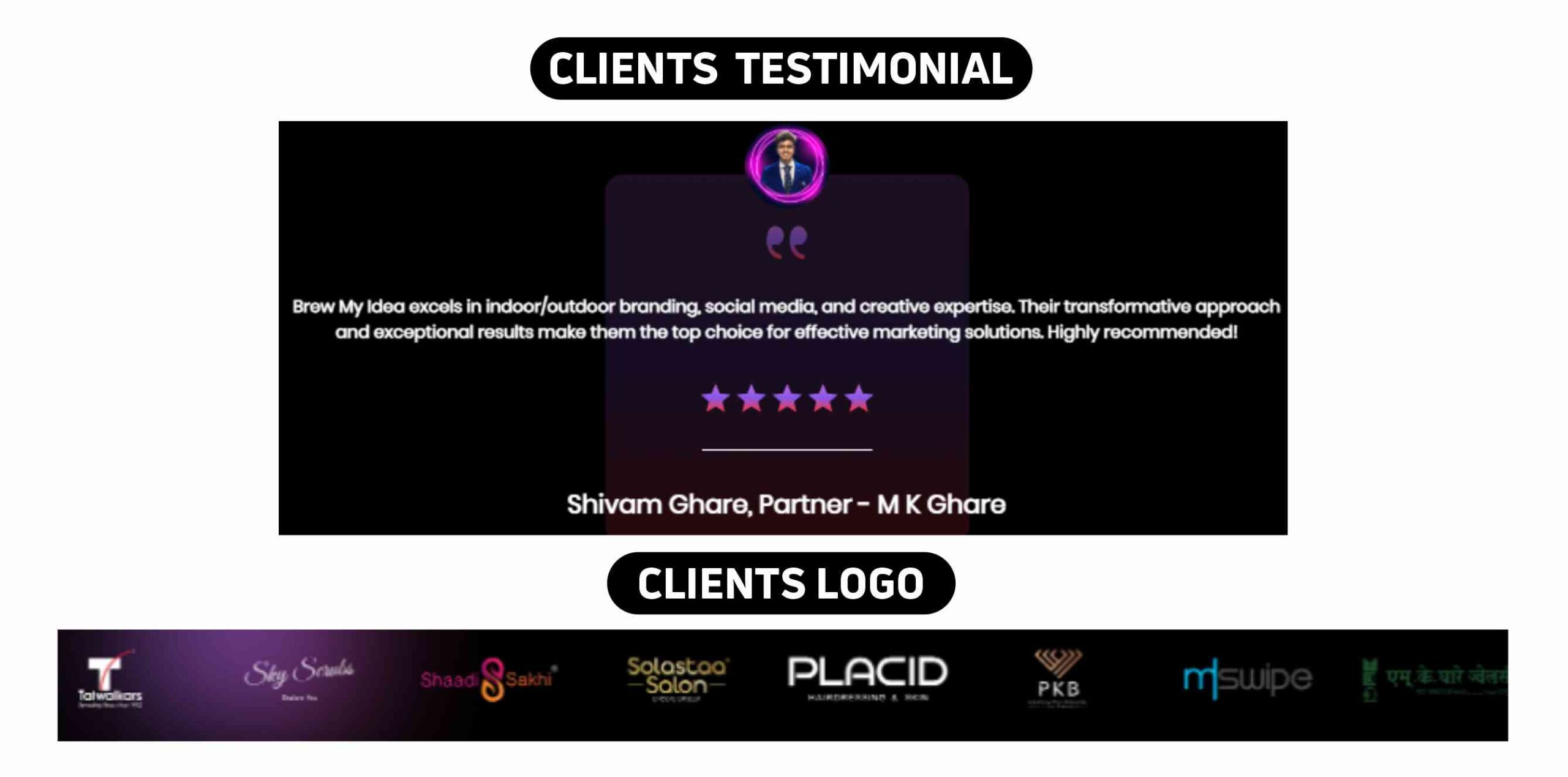 Brew my idea Clients Testimonial & Logo