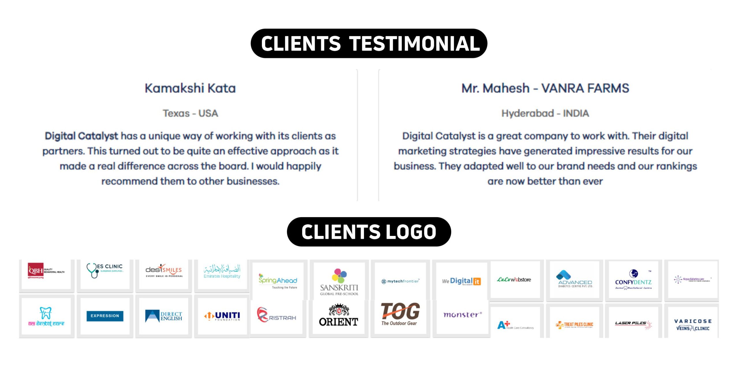 Digital Catalyst Clients Testimonials & Logos
