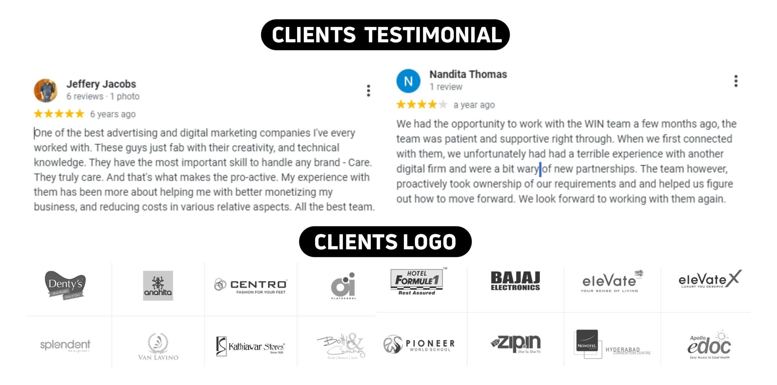 What's In a Name Clients Testimonials & Logos