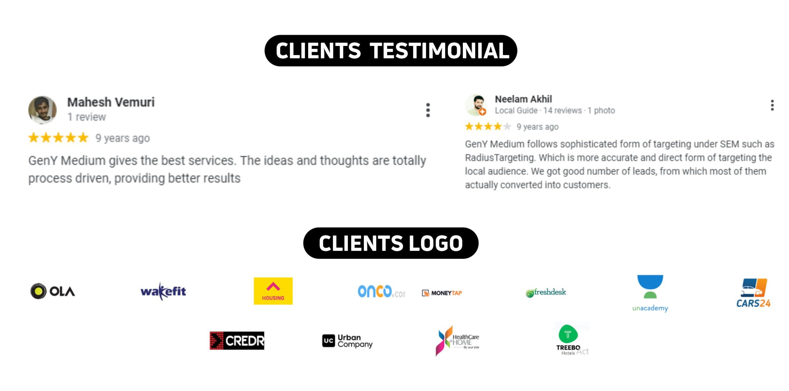GenY Medium Clients Testimonials & Logos