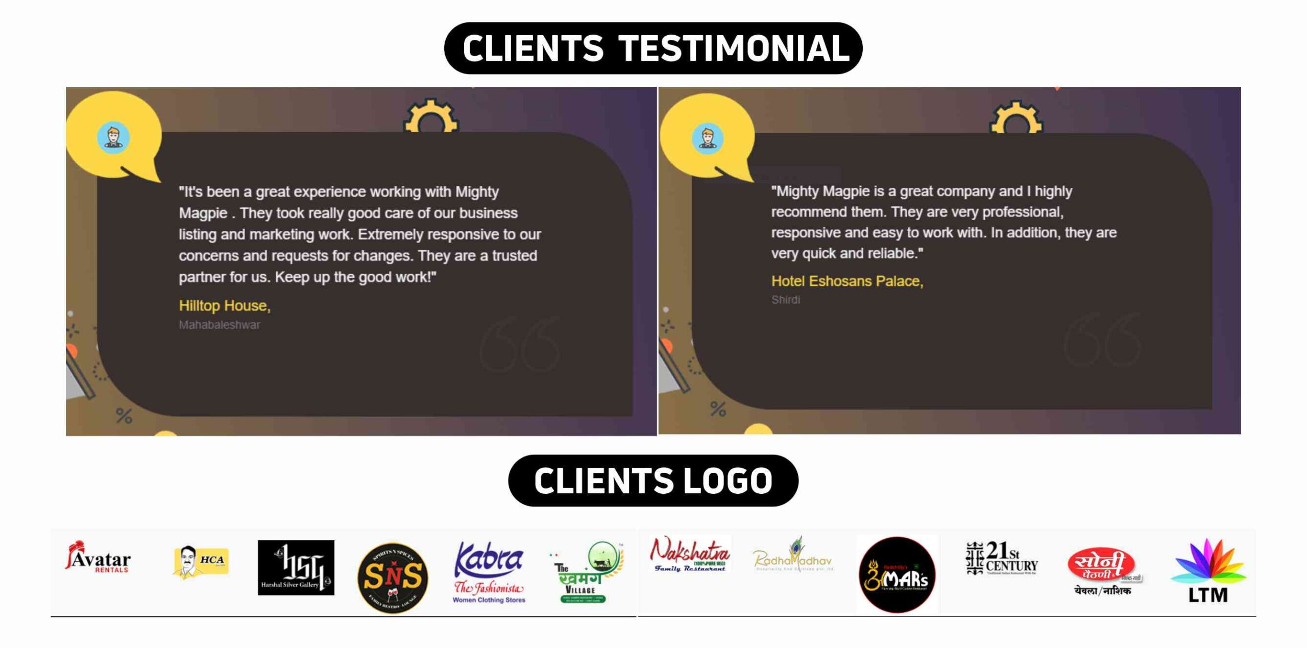 Mighty Magpie Client Testimonial & Logos 