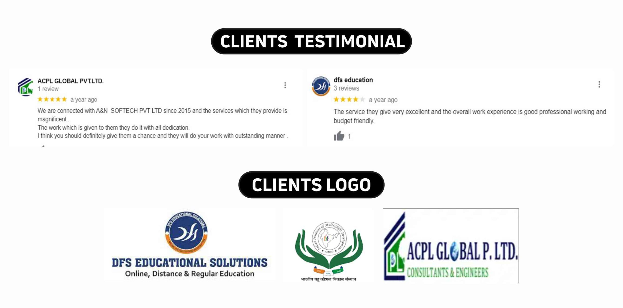 A&N Softech (P) Ltd Services Private Limited Clients Testimonials & Logos