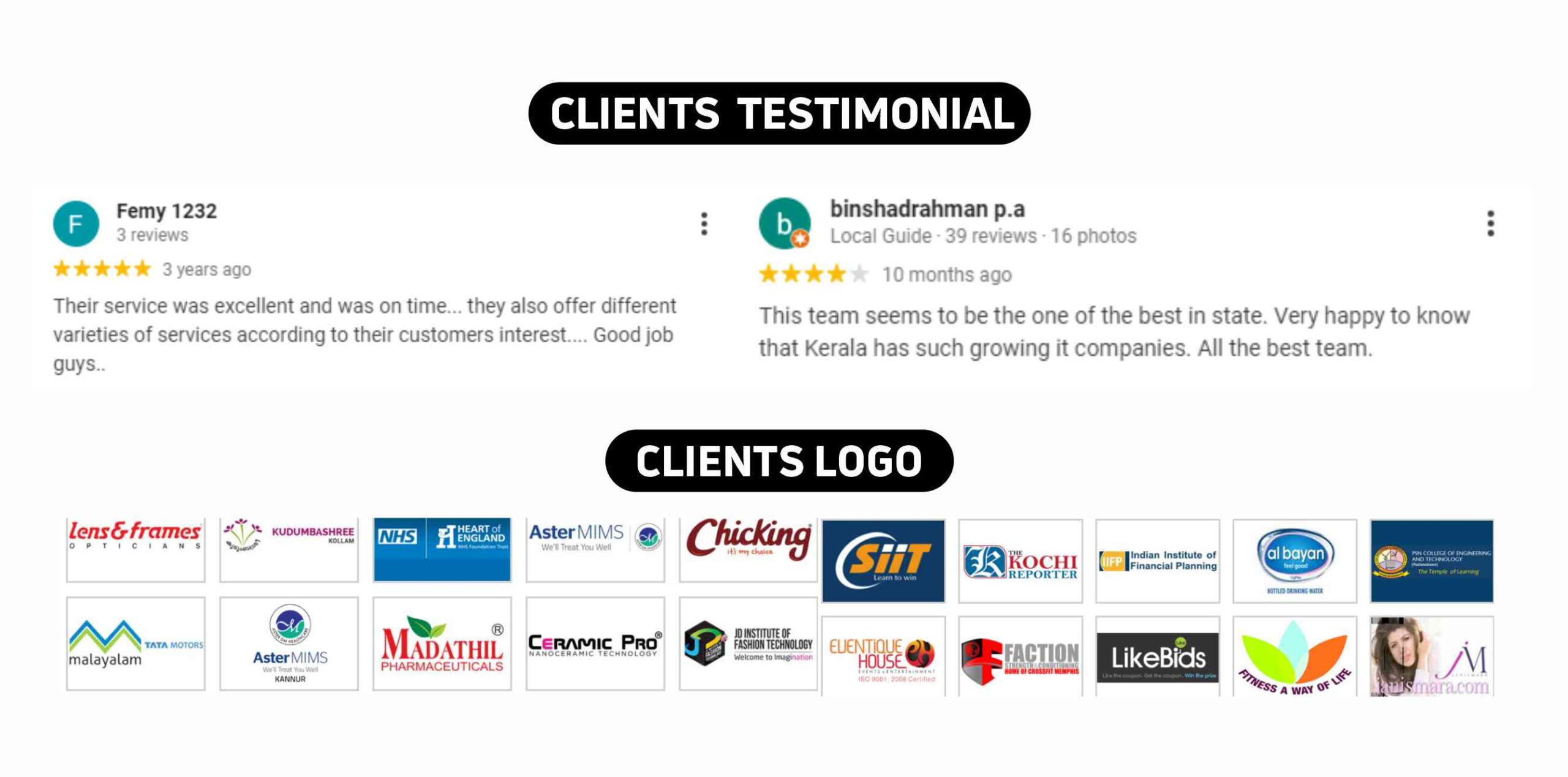 Quadregal Clients Testimonials & logos