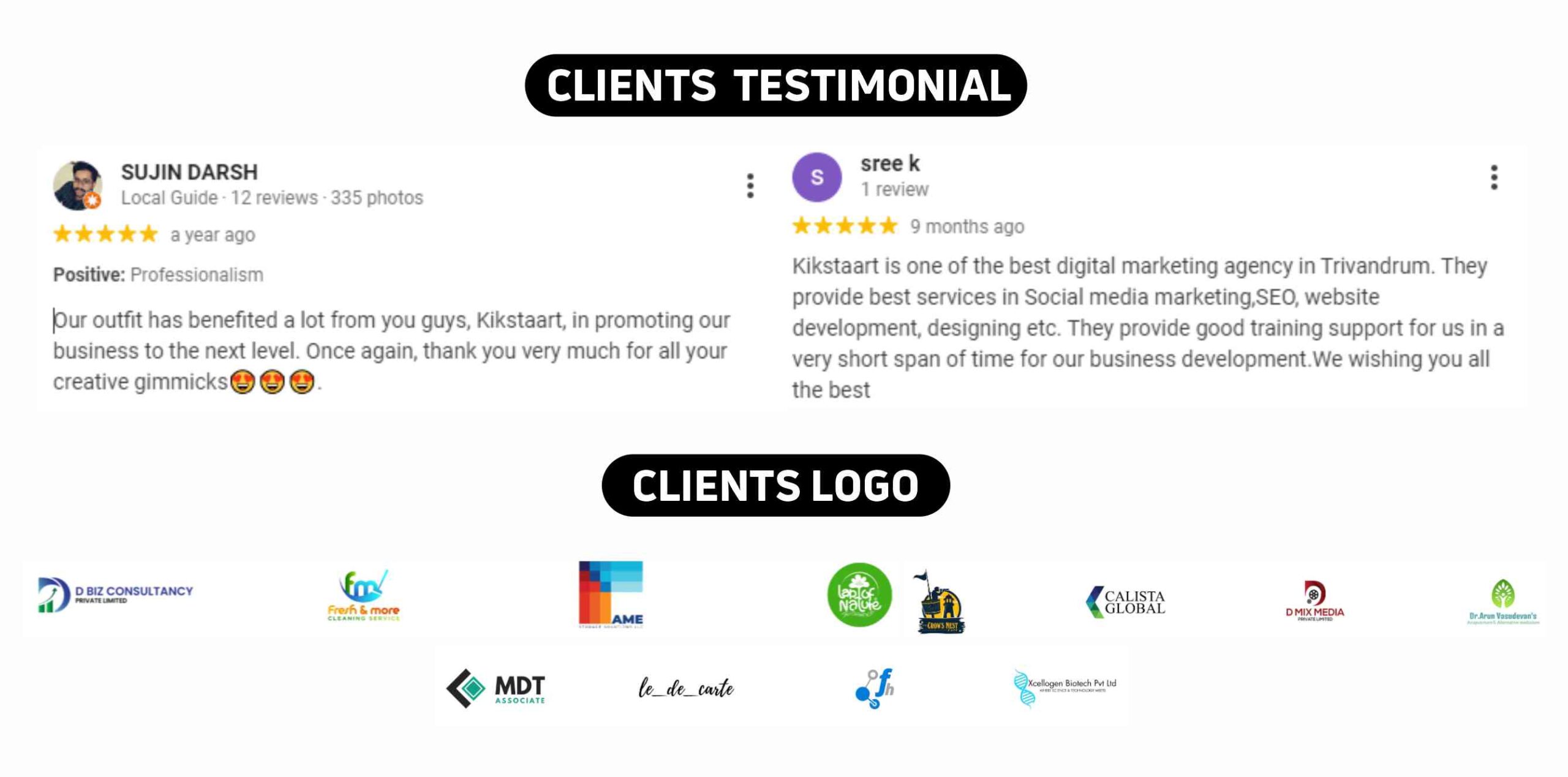 Kikstaart Digital Marketing Pvt. Ltd Clients Testimonials & logos