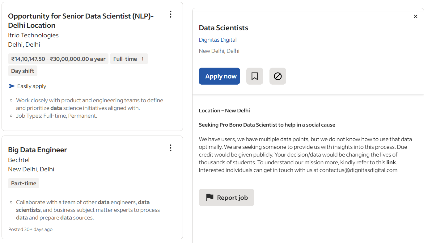 Current Job Openings in Data Science in Delhi