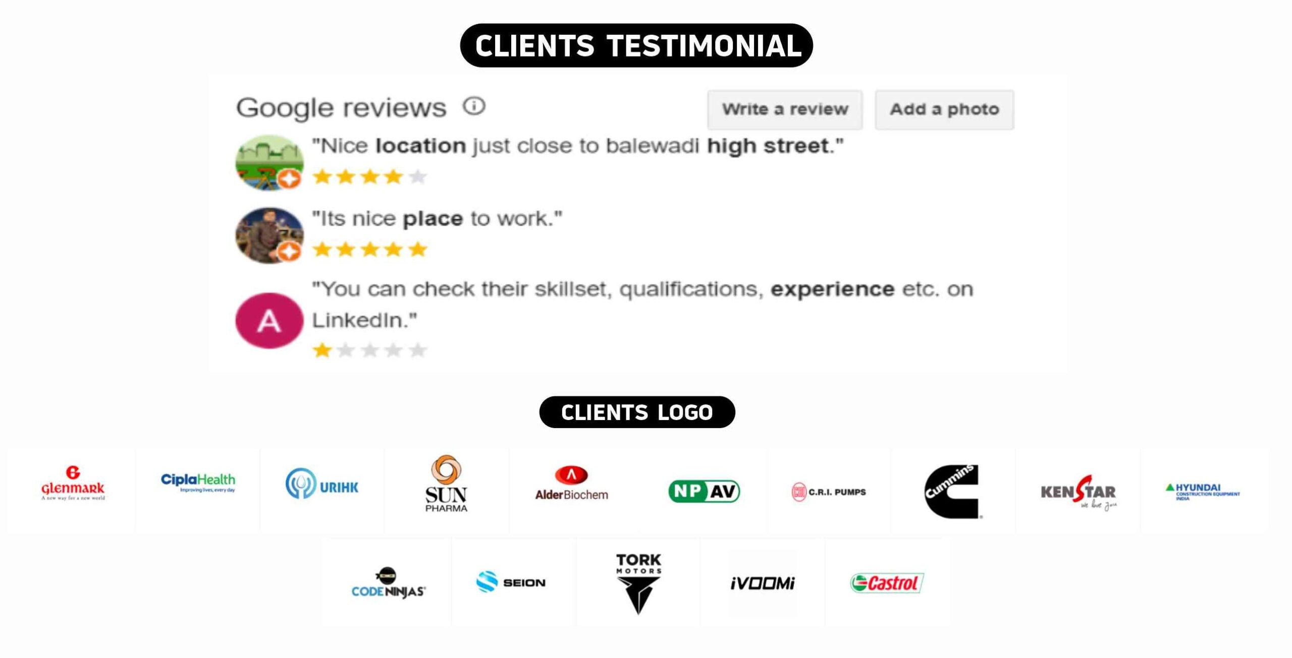 Amura Client testimonial & Logos 