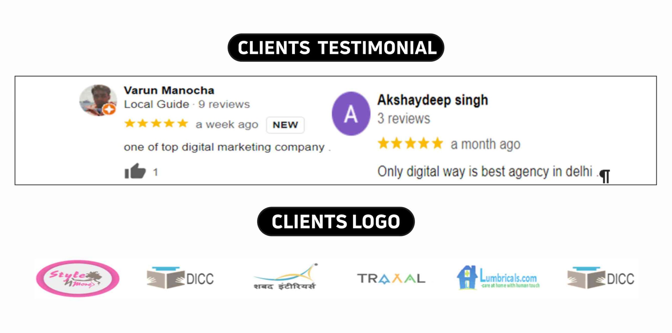 Onlydigitalway Client testimonial & Logos 