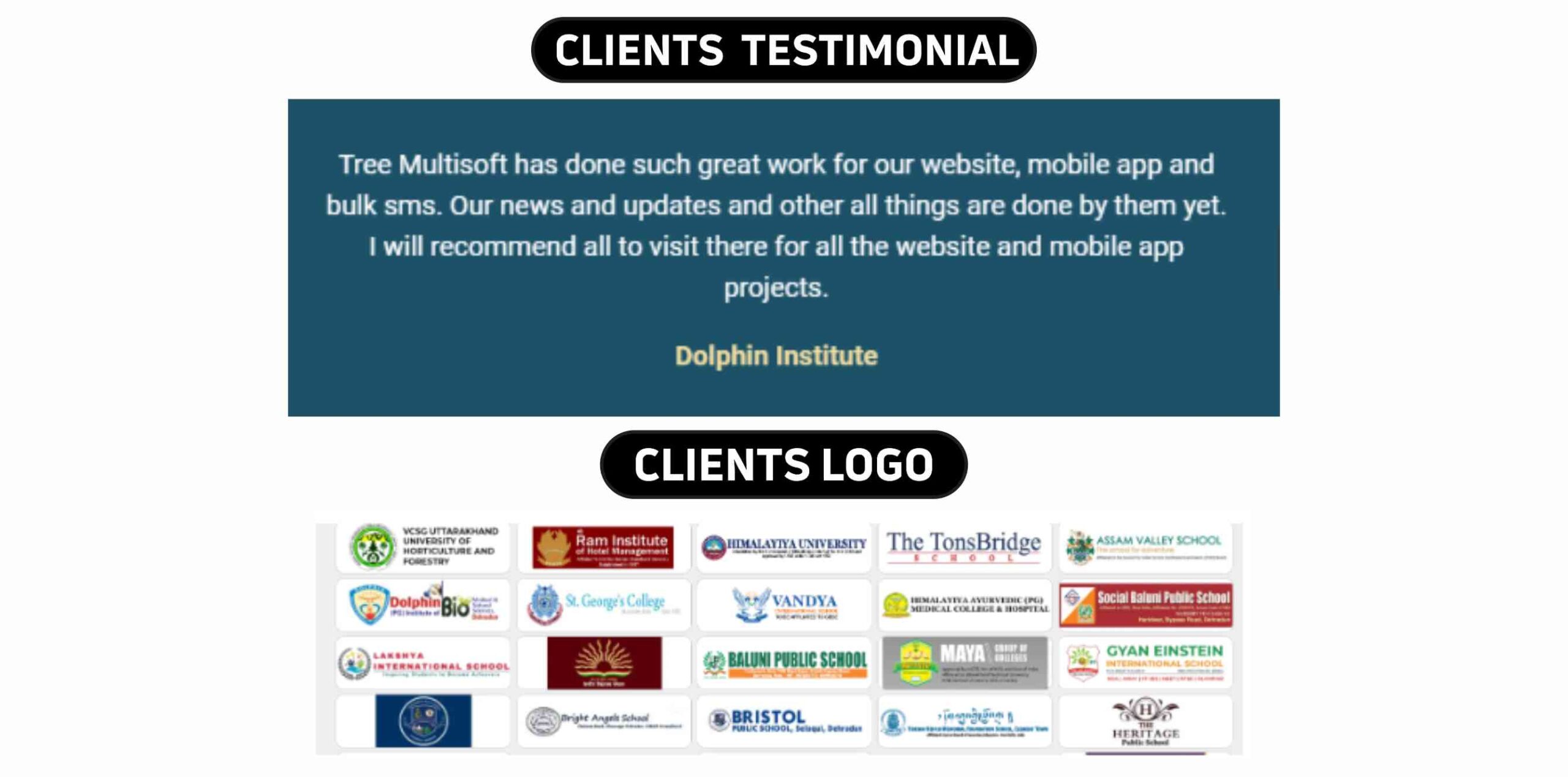 Tree Multisoft Services Client testimonial & Client logos