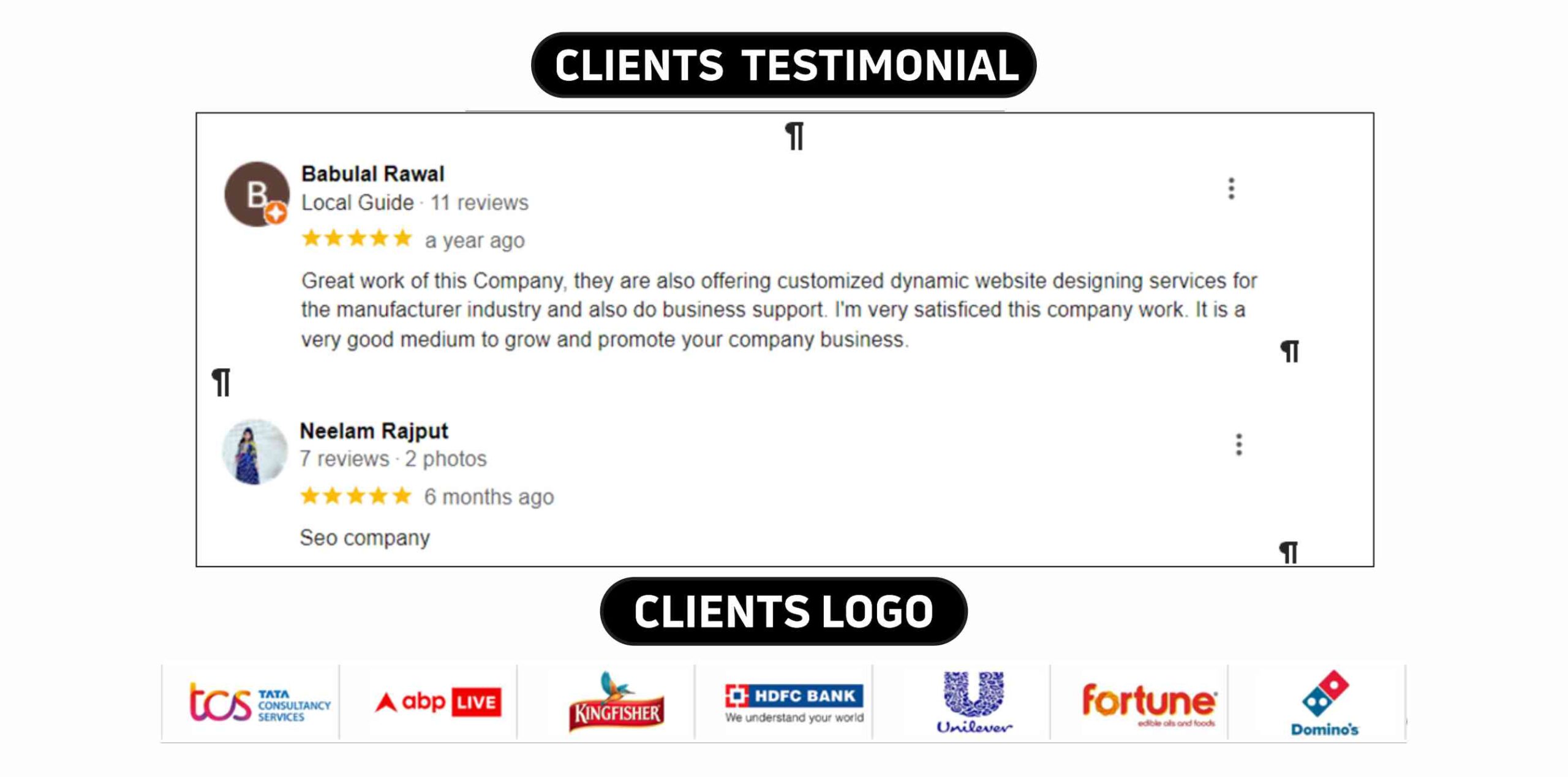 Vyapar Infotech Client testimonial & Logos 