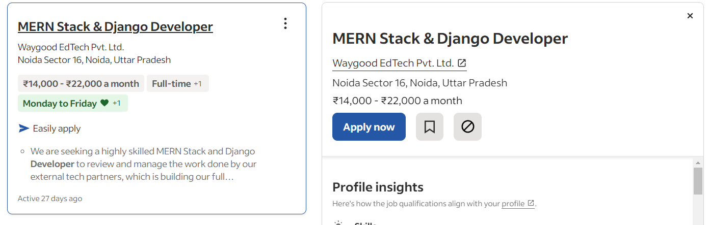 Current Job Openings in Python in Noida